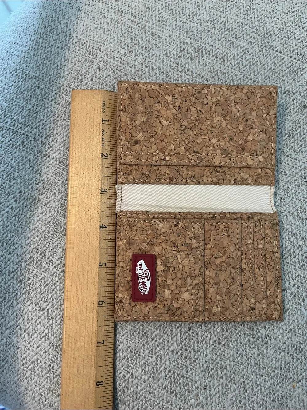Vans bifold cork wallet logo tag zipper pocket